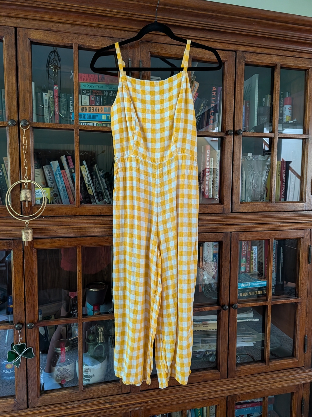Old Navy Yellow Gingham Spaghetti-Strap Jumpsuit